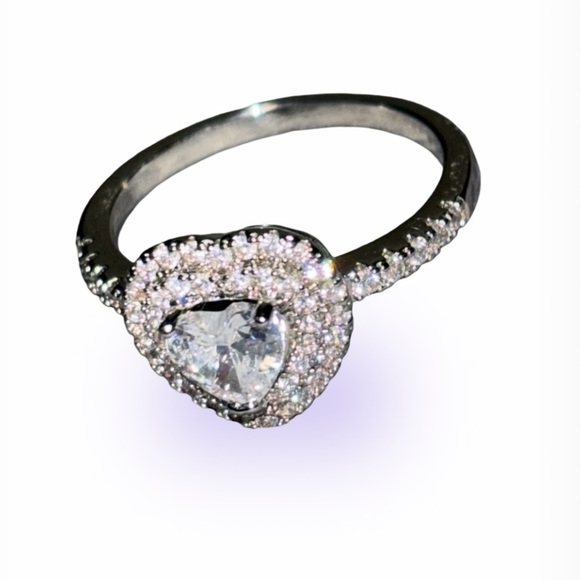 Silver Tone Fashion Engagement Style pear heart shape Ring Size 8.5 - Picture 8 of 8